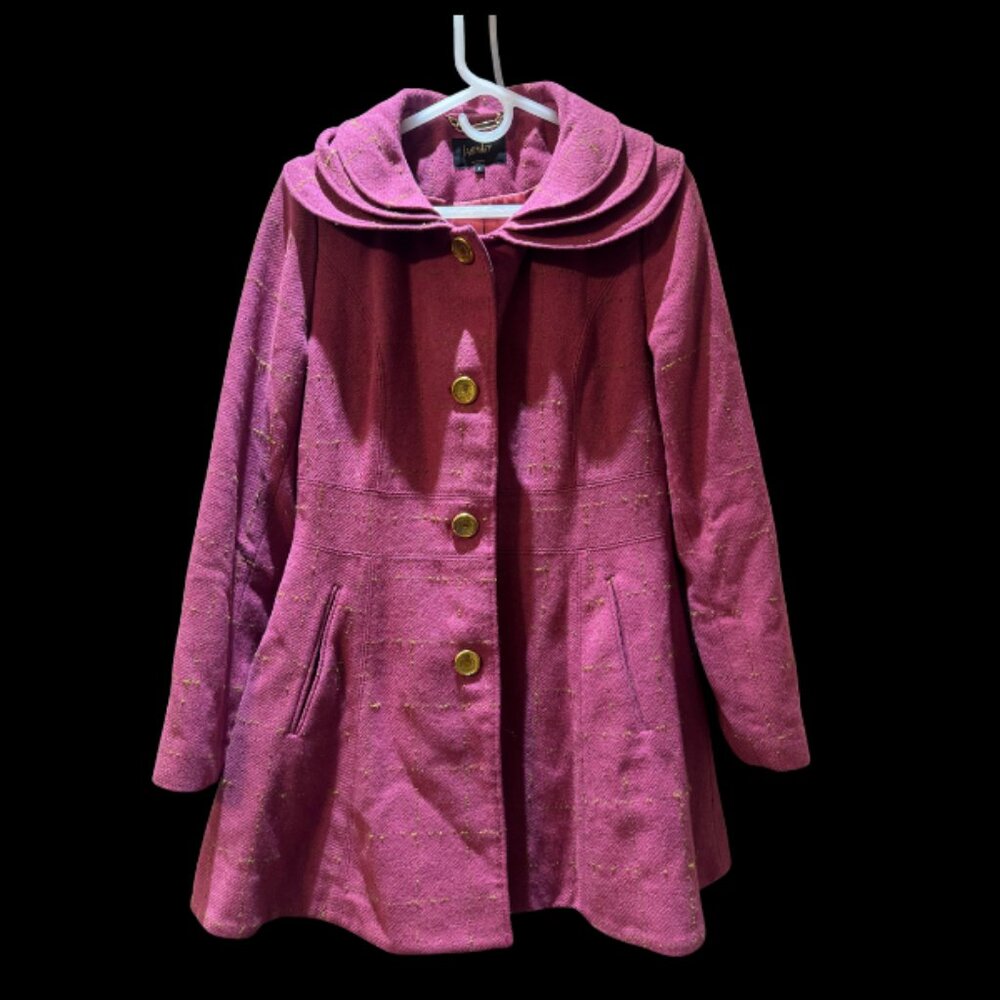 Laundry By Shelli Segal Pink Coat Gold Buttons Pink  Tweed 8